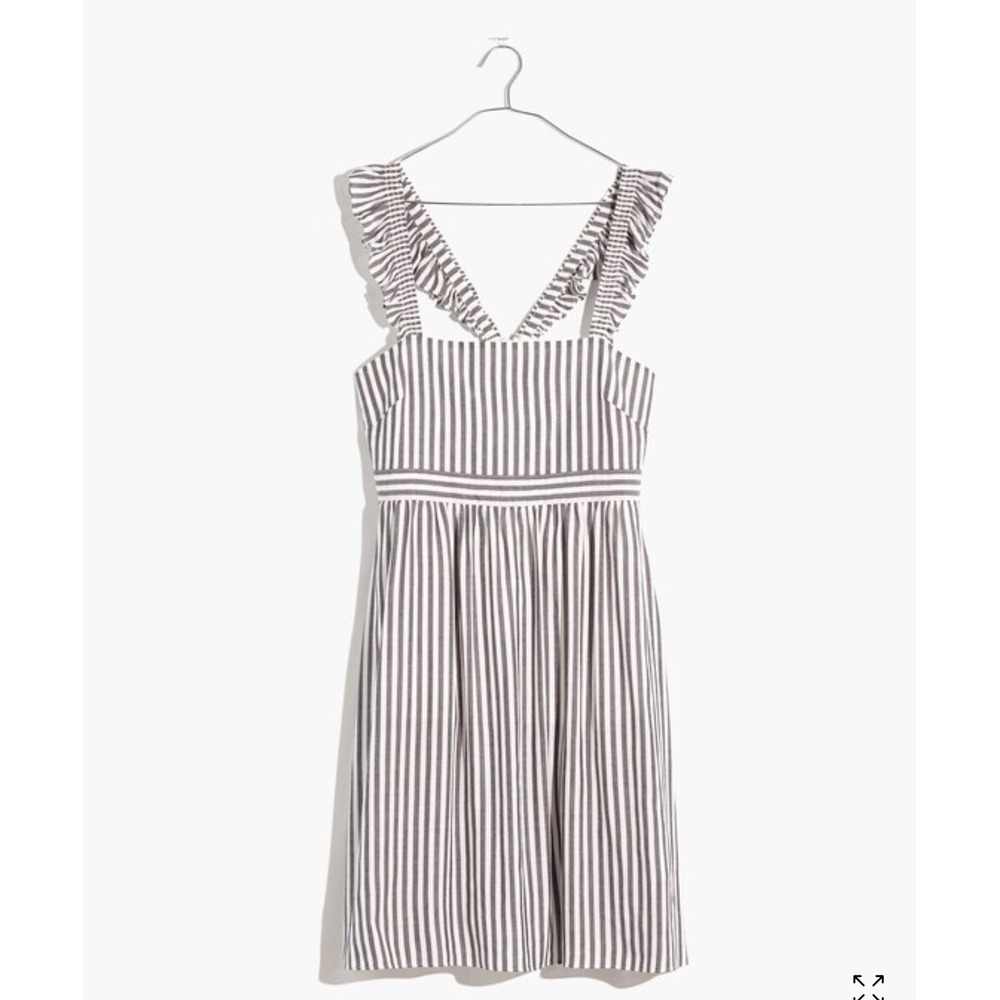 NWT Madewell Womens Striped Sleeveless Mini Dress Ruffle‎ Strap Size 2 New